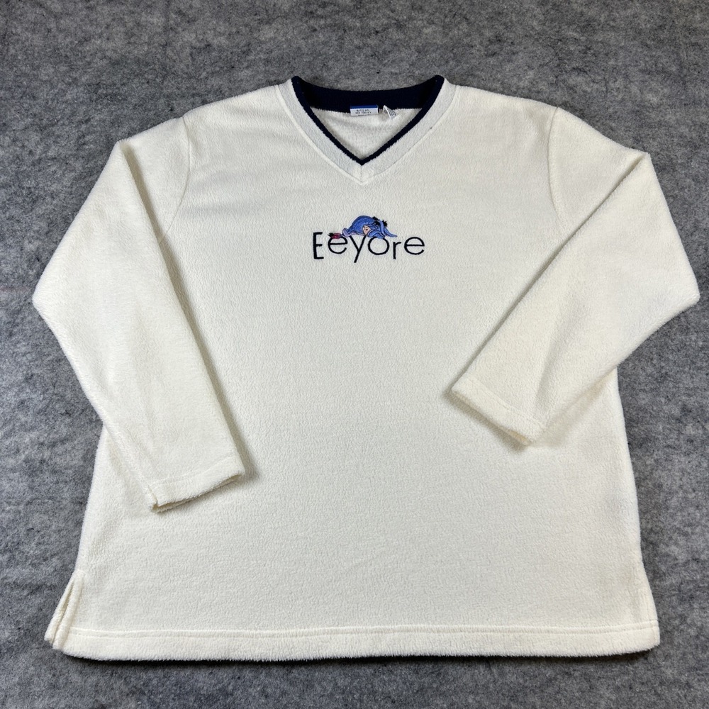 Vintage 90s Winnie the Pooh Disney Women's Large Eeyore Fleece Sweater